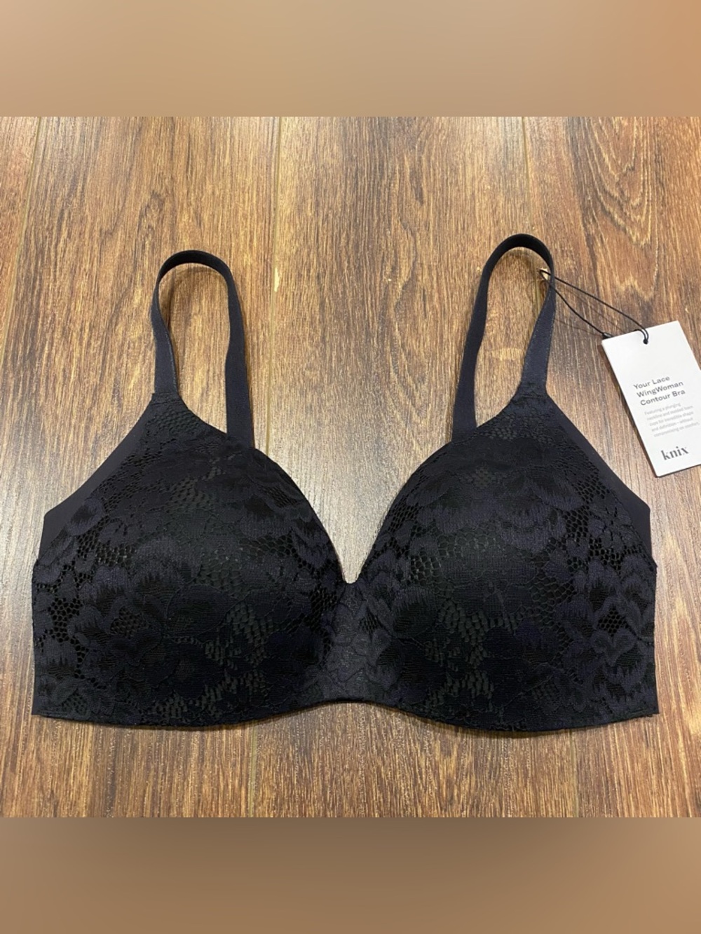 NWT Knix black lace wingwoman contour bra size 4